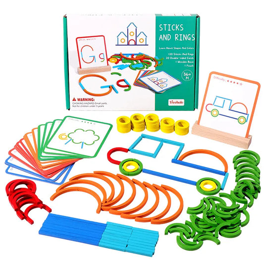 Wooden Sticks And Rings Puzzle Game for Montessori